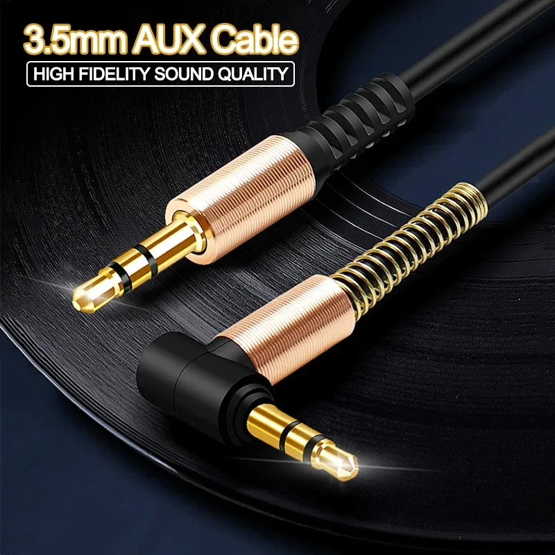 3.5mm Jack Audio Cable3.5mm Car Spring AUX Cable Gold Plated jack male to male speaker cables Cord for TV PC Car  mobile phones