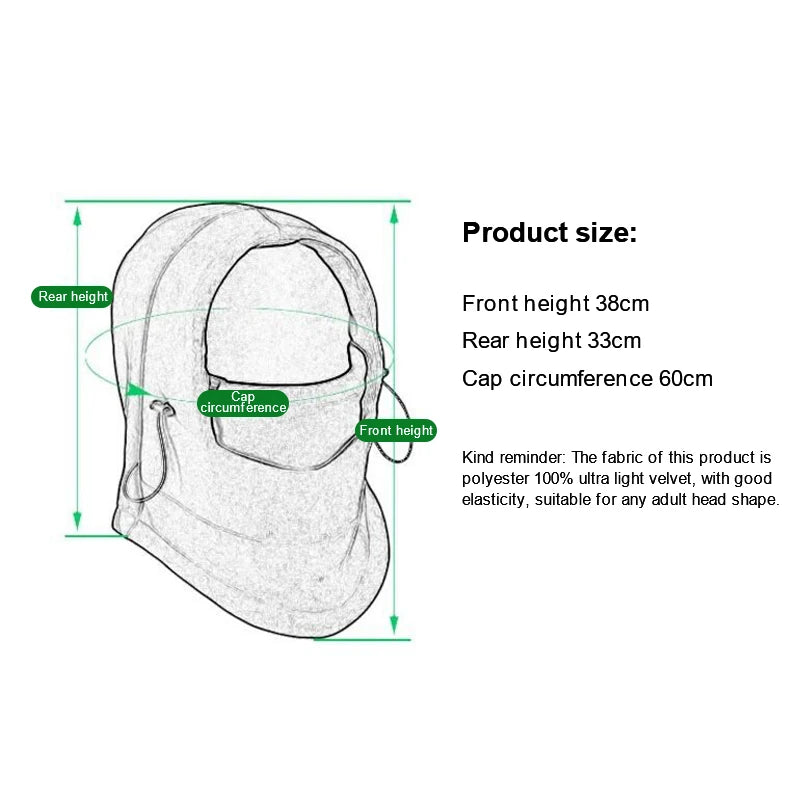Winter Men Women Warm Hat Waterproof Thermal Fleece Balaclava Hat Hooded Neck Warmer Hiking Scarves Outdoor Riding Windproof Cap