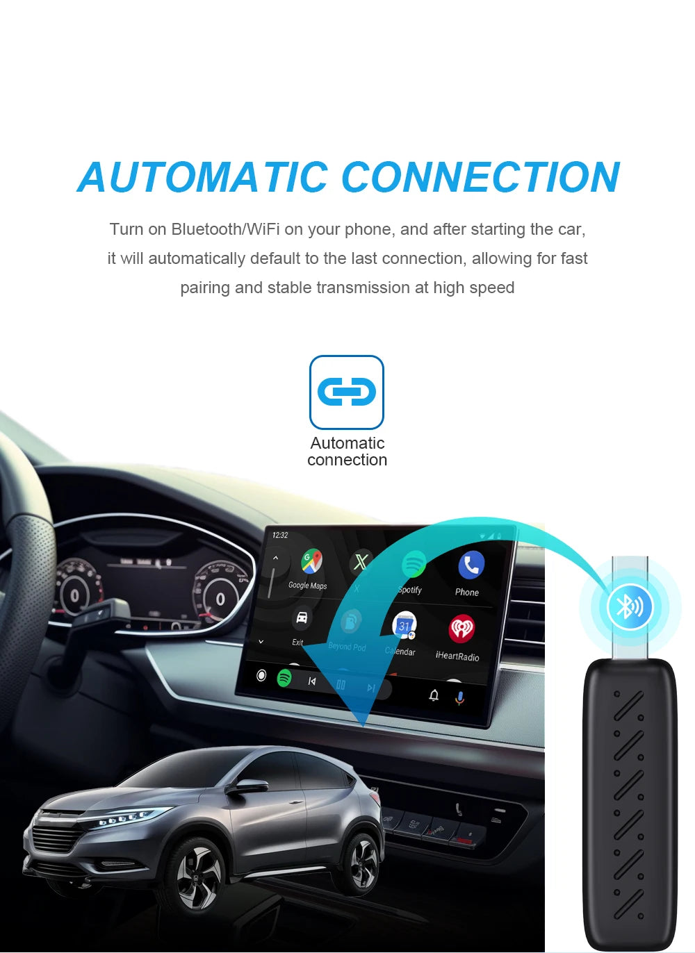 New Wired to Wireless CarPlay and Android Auto 2 in 1 Mini Adapter 5GHz WiFi5 for 99% Original Wired CarPlay/Auto Cars