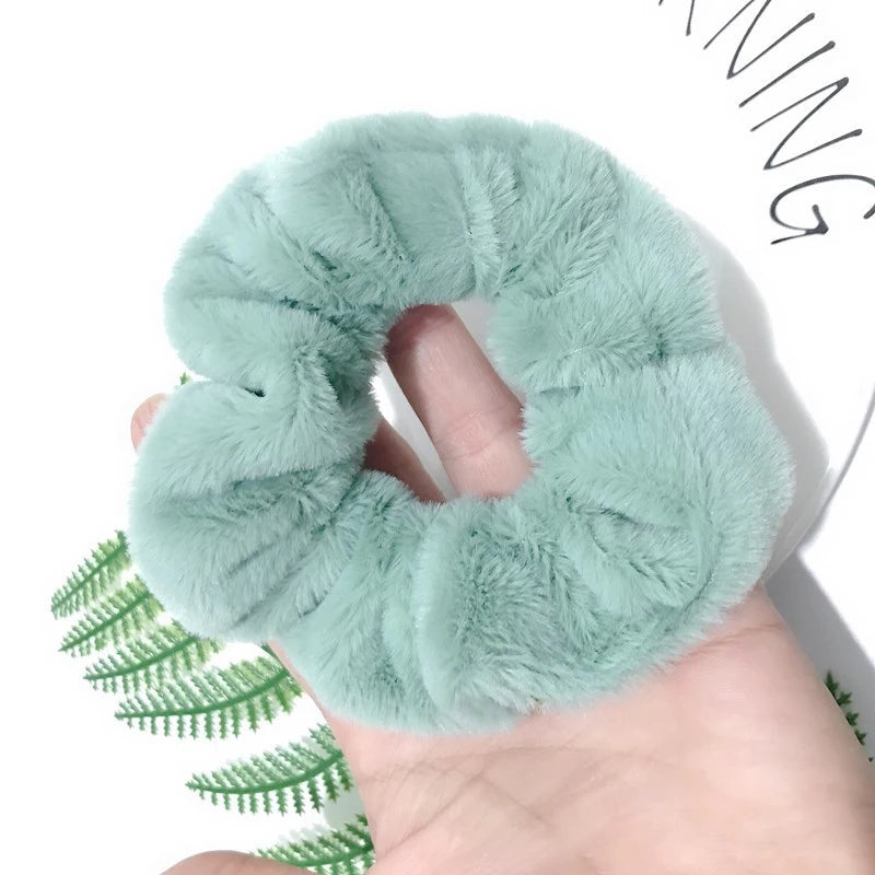 Winter Warm Soft Hair Scrunchies For Women Girls Cute Plush Elastic Hair Band Multicolor Rubber Band Hair Loop Hair Accessories
