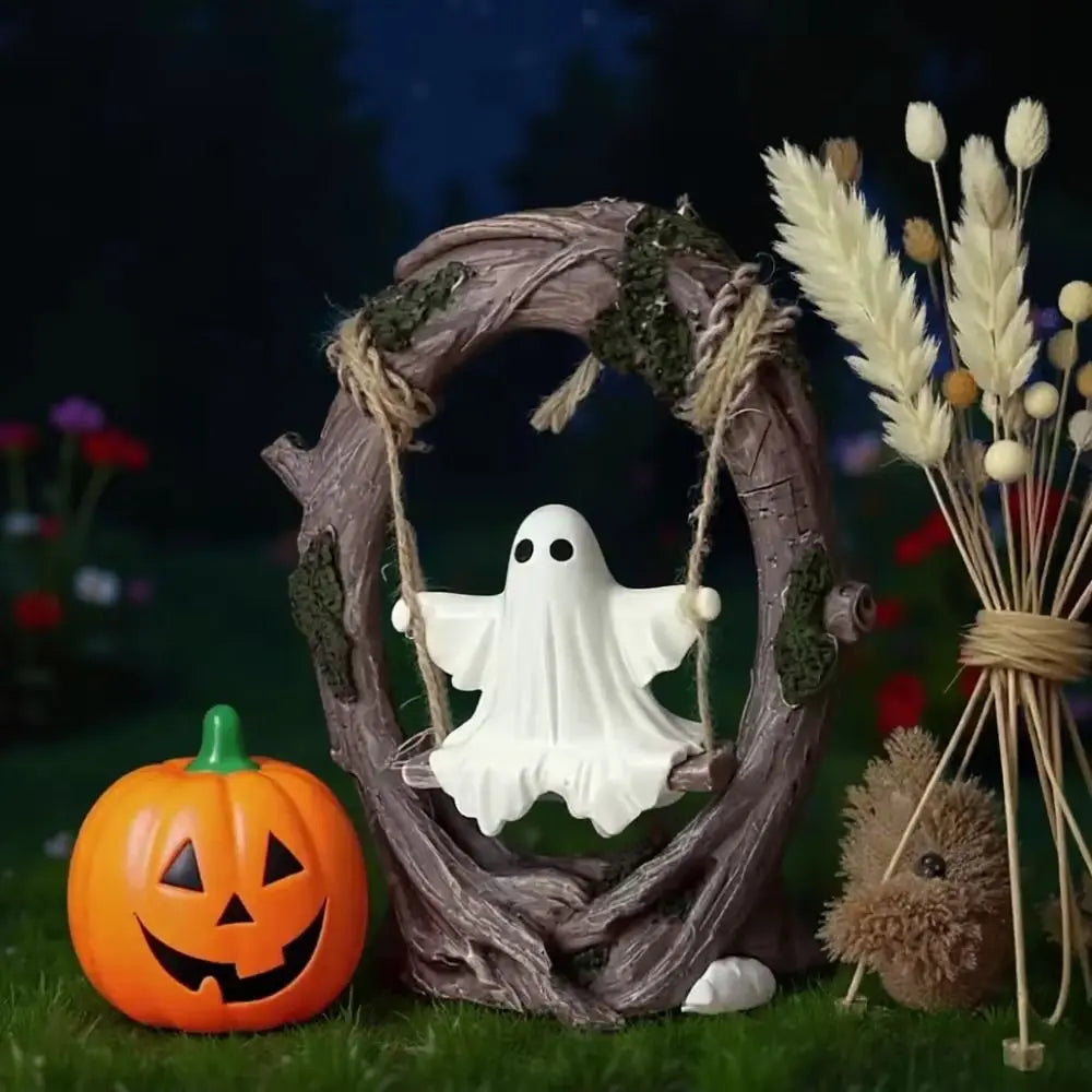 Halloween Themed Halloween Swing Ghost Ornament Model Statue Spooky Ghosts Decor Display Handicraft Ghost Halloween Decoration