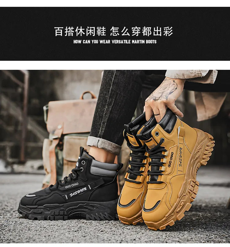 New fashionable and versatile work shoes, men's trendy and versatile thick-soled anti-slip casual boots