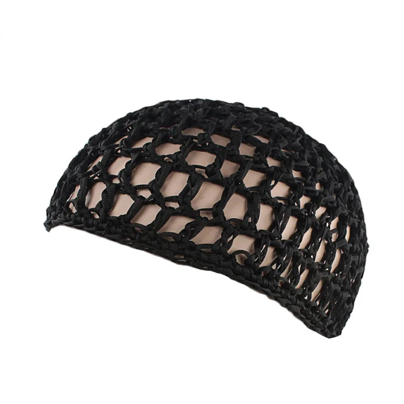 Women Mesh Hair Net Crochet Cap Rayon Knit Snood Hat Thick Short Hairnet Sleeping Night Cover Turbans Styling Tool Accessories