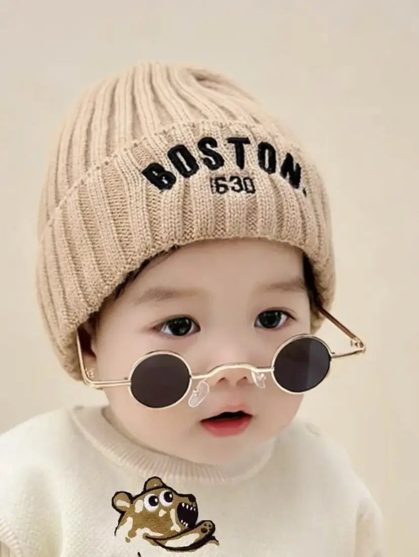 Winter Baby Hat Fashion Letter Pattern Knit Beanie Warm Cap for Infant Newborn Cold Weather Beanie Kid Accessories