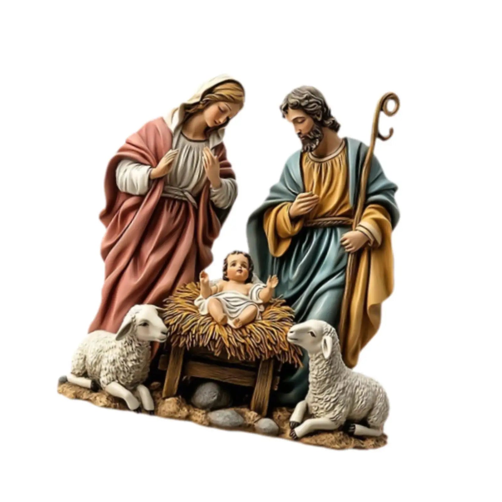 Christmas Nativity Scene Figurine Christmas Decoration Holy Family Miniatures Statue for Birthday Gift Car Indoor Decor Shelf