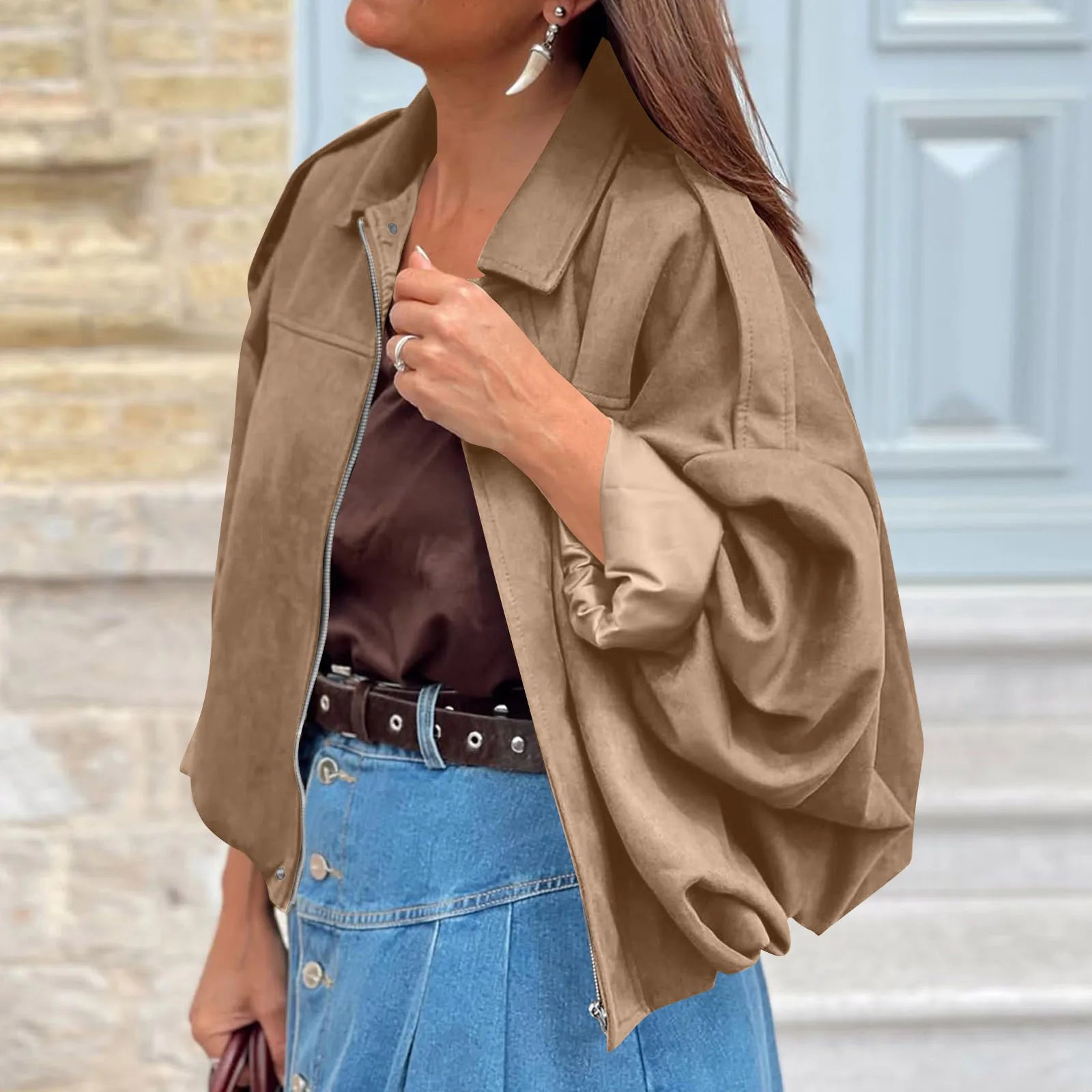 Women's Jackets Coat Fashion Turn-down Collar Long Sleeve Loose Coats Vintage Female Outerwear Chic Street Youth Jackets Tops