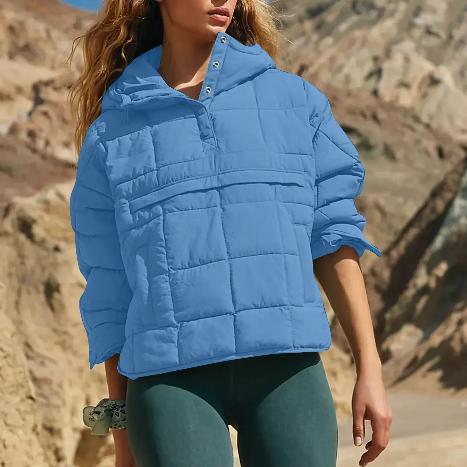 Quilted Jackets for Women Lightweight Long Sleeve Button Down Jacket Warm Winter Coat Outerwear with Pockets Ropas De Mujeres