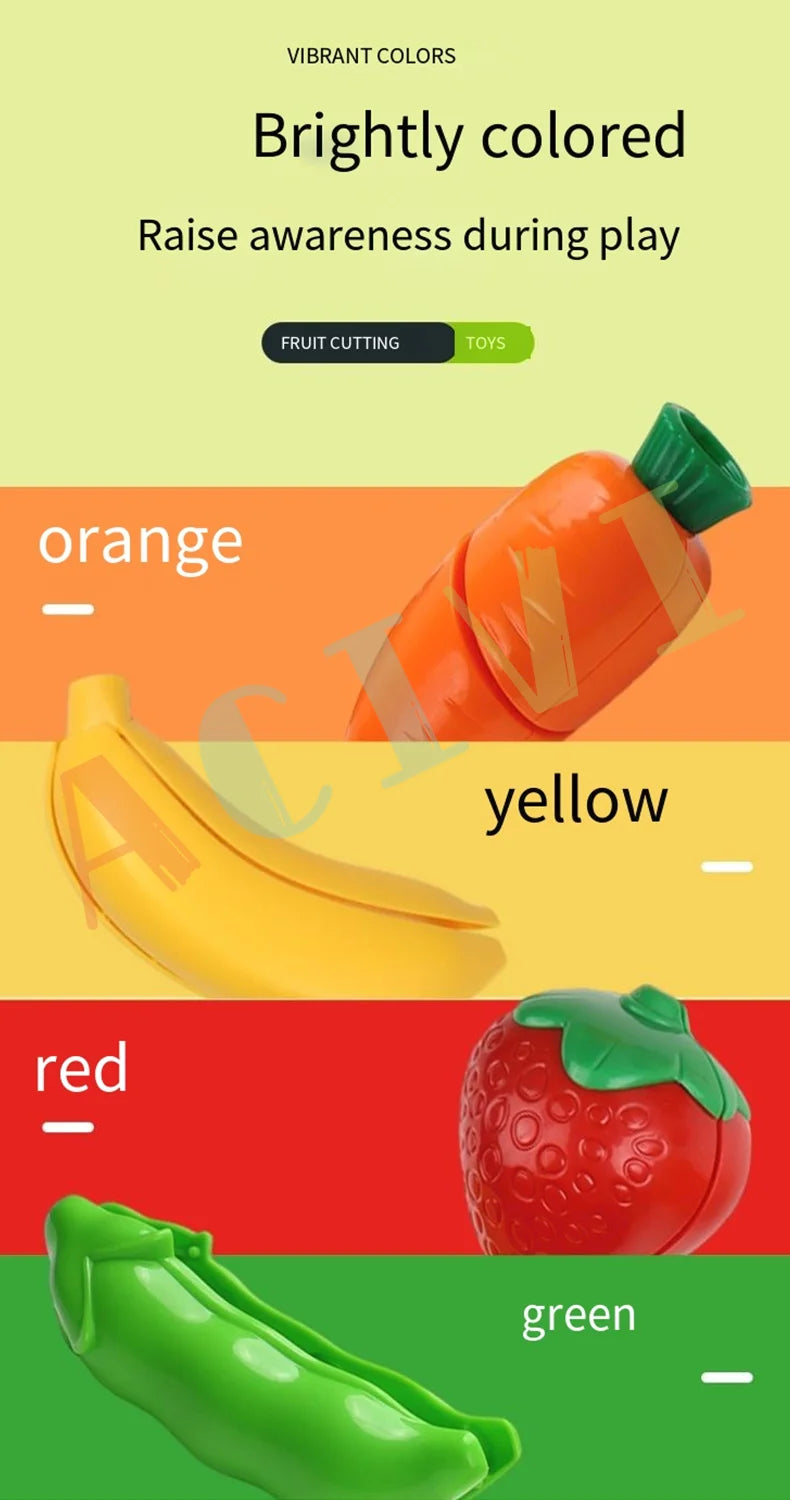 Kid Pretend Play Kitchen Fun Cutting Fruits and Vegetables Food Play House Set Puzzle Education Toys For Kids Boys Girls Gifts