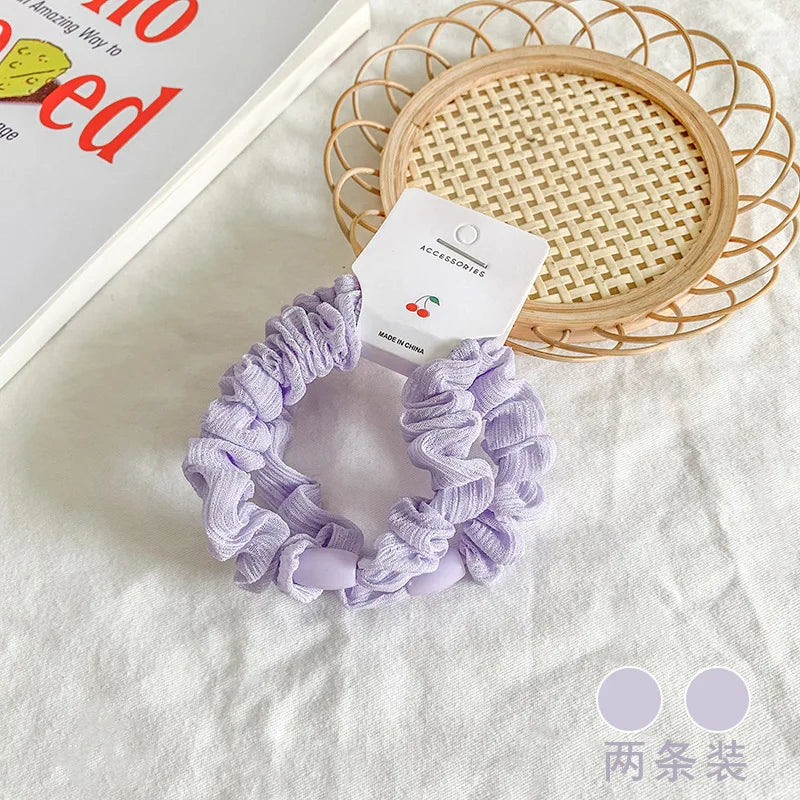 2Pcs Women Elastic Hair Bands Rubber Band Hair Ties for Girls Children Colorful Nylon Scrunchies Headband Kids Hair Accessories