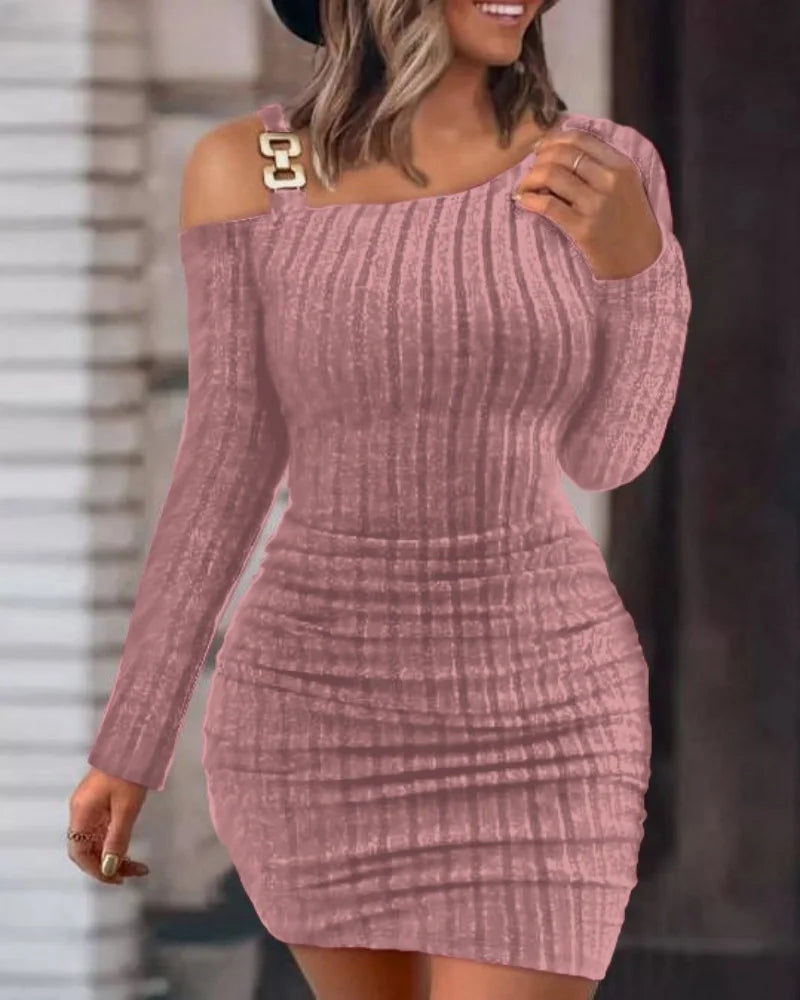 Women Autumn Fashion Bodycon Long Sleeve Dresses For Women Winter Skinny Knitted Vestidaos