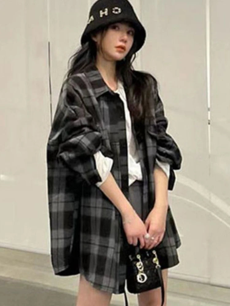 Basic Jackets Women Long Sleeves Loose Plaid Classic Gentle Students Leisure Outerwear Autumn New Arrivals Vintage Fashion Chic