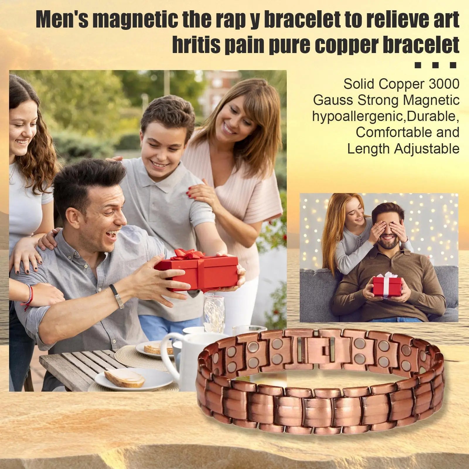 Magnetic Bracelets for Men Pure Copper Magnetic Bracelet Jewelry Jewelry Accessories for Running Sports Gym Fathers Outdoor