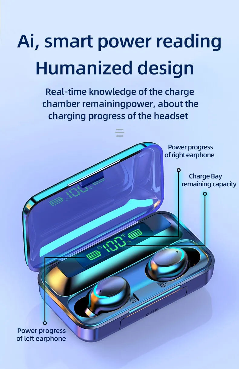 Wireless Bluetooth Earphones TWS Headphones LED Digital Display Binaural Headset Waterproof HD Calling Noise Reduction Headphone