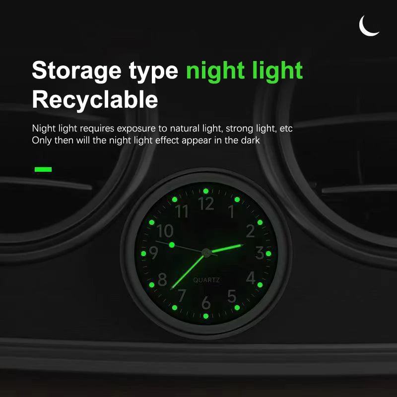 Automobile Clock Dashboard Car Clock Interior Decor Portable Mini Clock Decoration Luminous Analog Watch Ornaments For Cars