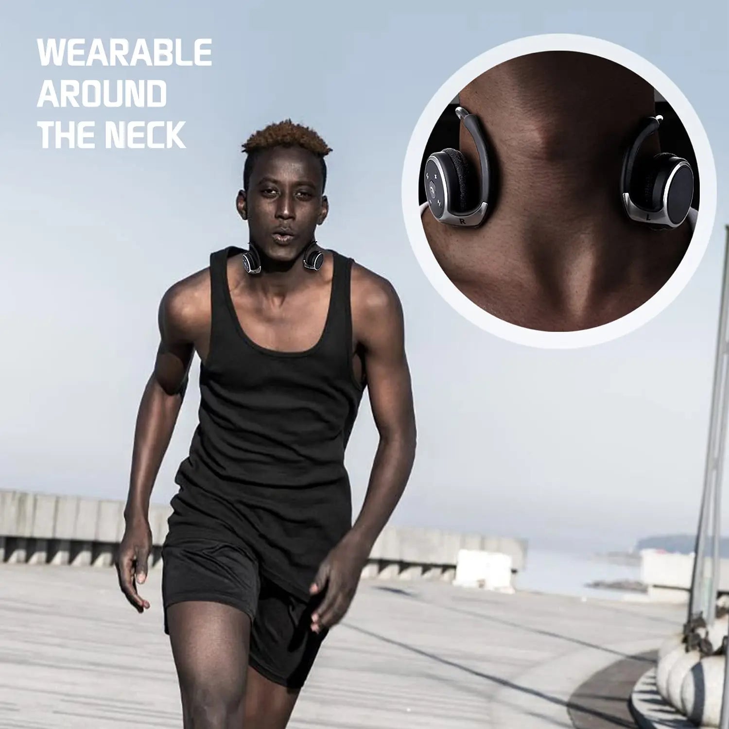Bluetooth Headphones Wrap Around Head Sports Wireless Headset with Built in Microphone Foldable 12-Hour Playtime Stereo Headsets