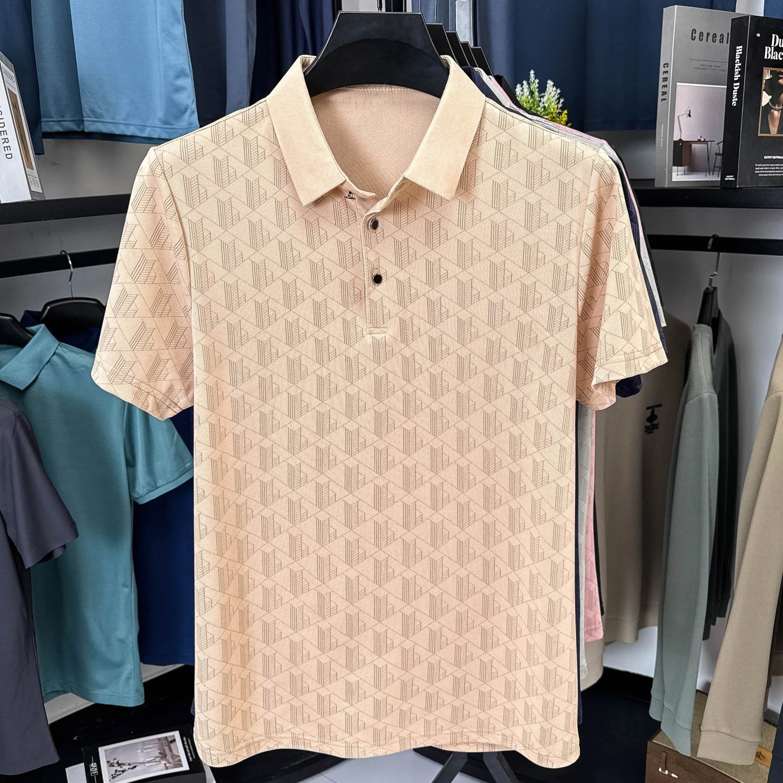 Men's New Short-Sleeved T-Shirt Summer Polo Shirt with a Stand-Up Collar Simple Casual Versatile Fashionable Trendy Men's Wear