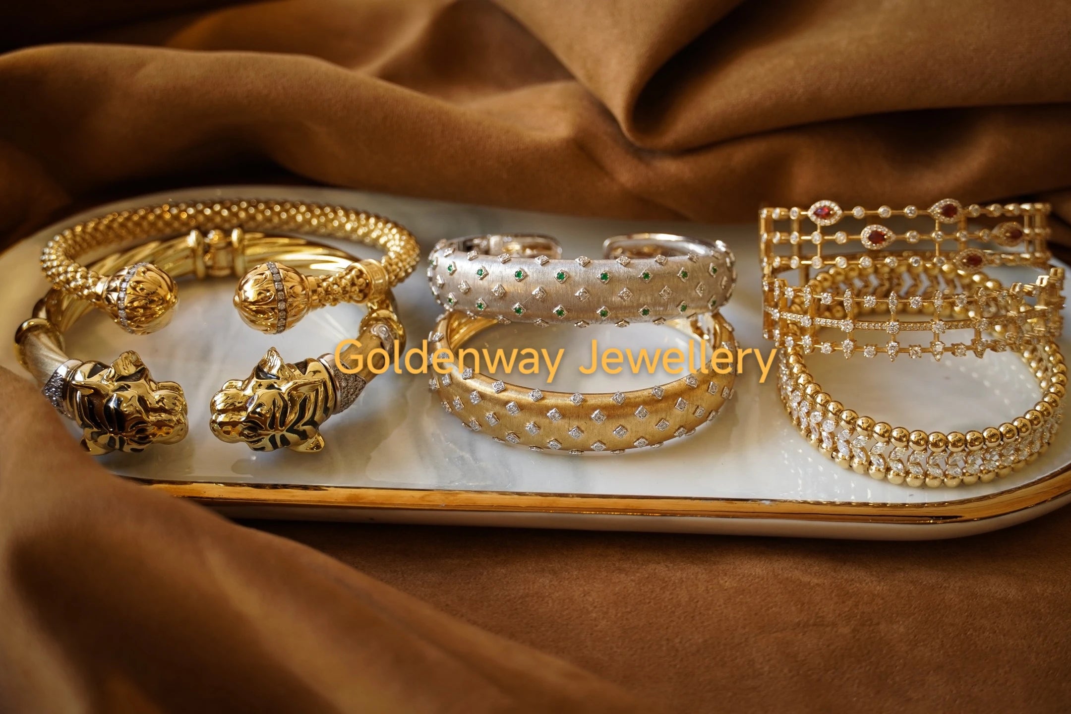 Popular Stainless Steel Rainbow Gemstones Wide Open Bracelet Bangle/Band Ring Knitted Handmade Luxury AU750 Women Jewellery Set