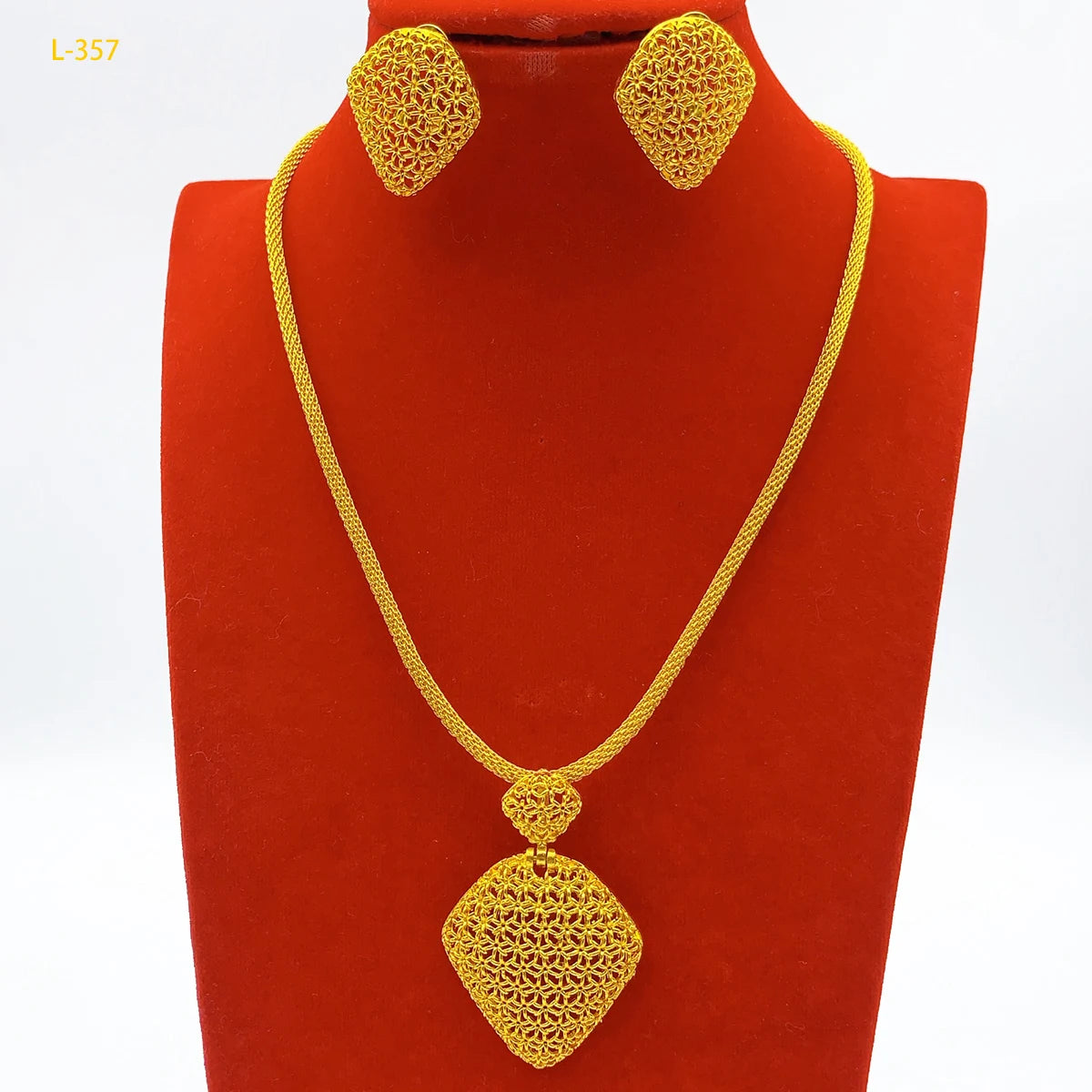 Indian Jewelry Set for Women Wedding Dubai 24k Gold Plated Bridal Two Pieces Necklace Earrings Sets Party Gift Accessories