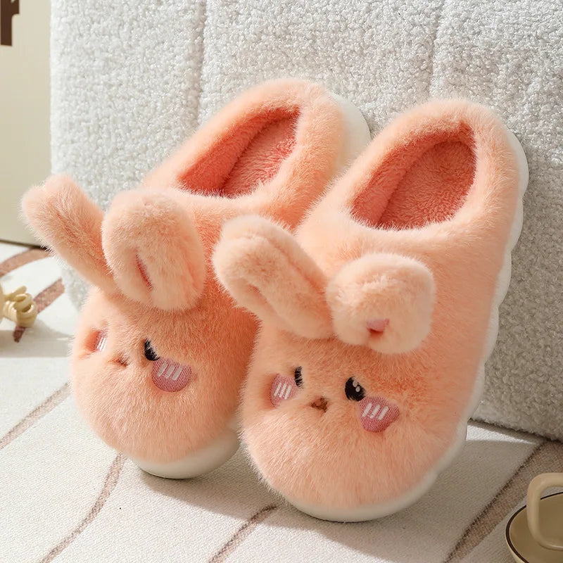 2025 Winter Women's Warm Slippers - Cute Bow Non-Slip Plush House Shoes, Thick Sole Fuzzy Indoor Bedroom Slippers for Home