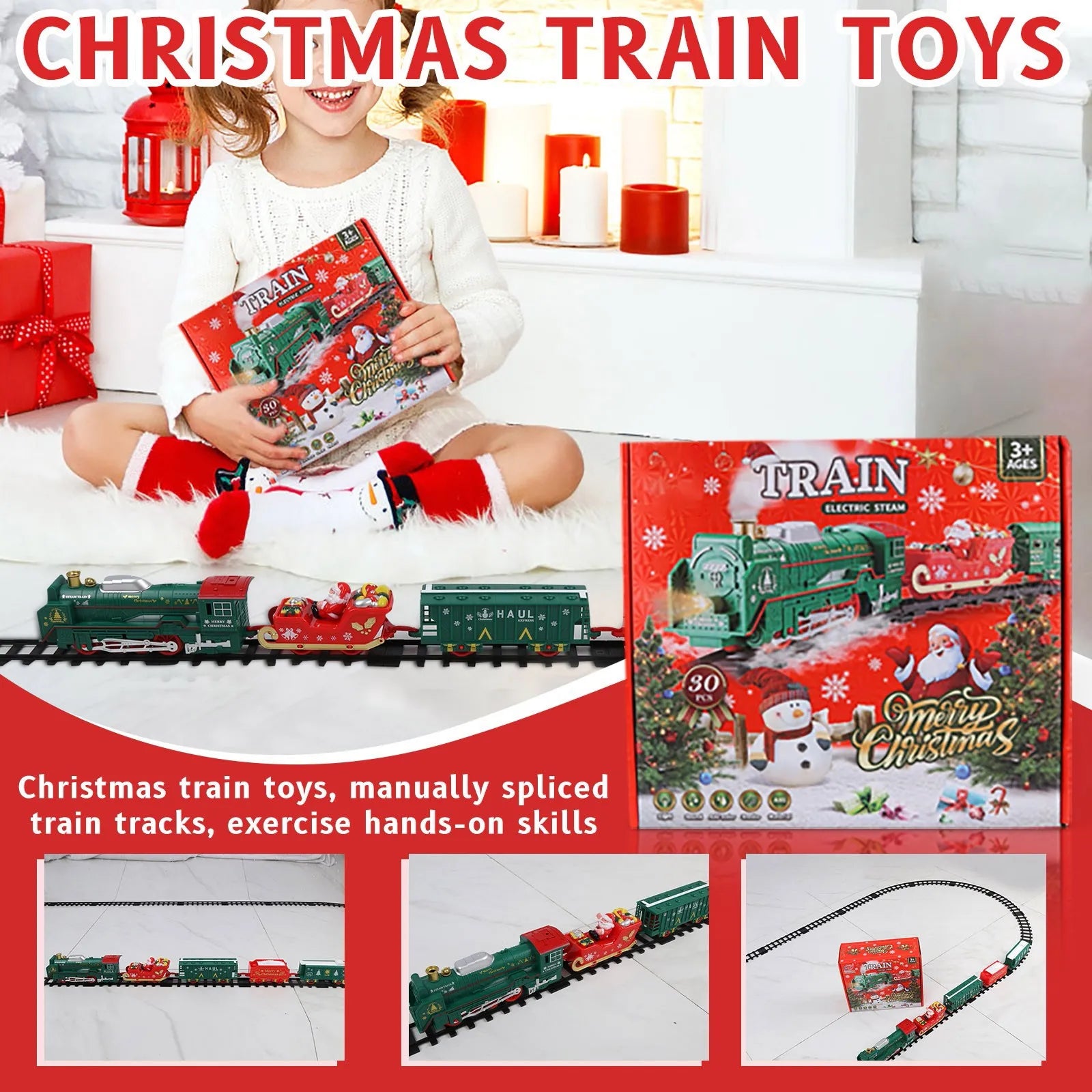 Christmas Train Toys Christmas Realistic Electric Train Set Toys Safe For Kids Gift And Party Home Xmas Tree Decoration