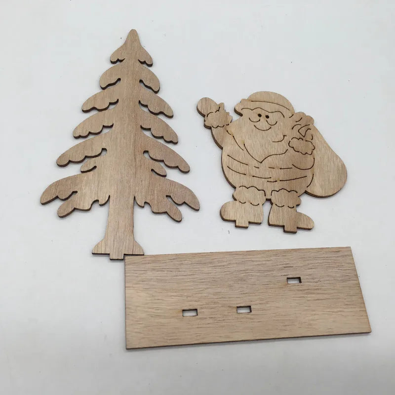Wood Christmas Table Ornaments Centerpiece Wood Snowman Reindeer Santa Unfinished Wooden Christmas Ornaments to Paint Crafts
