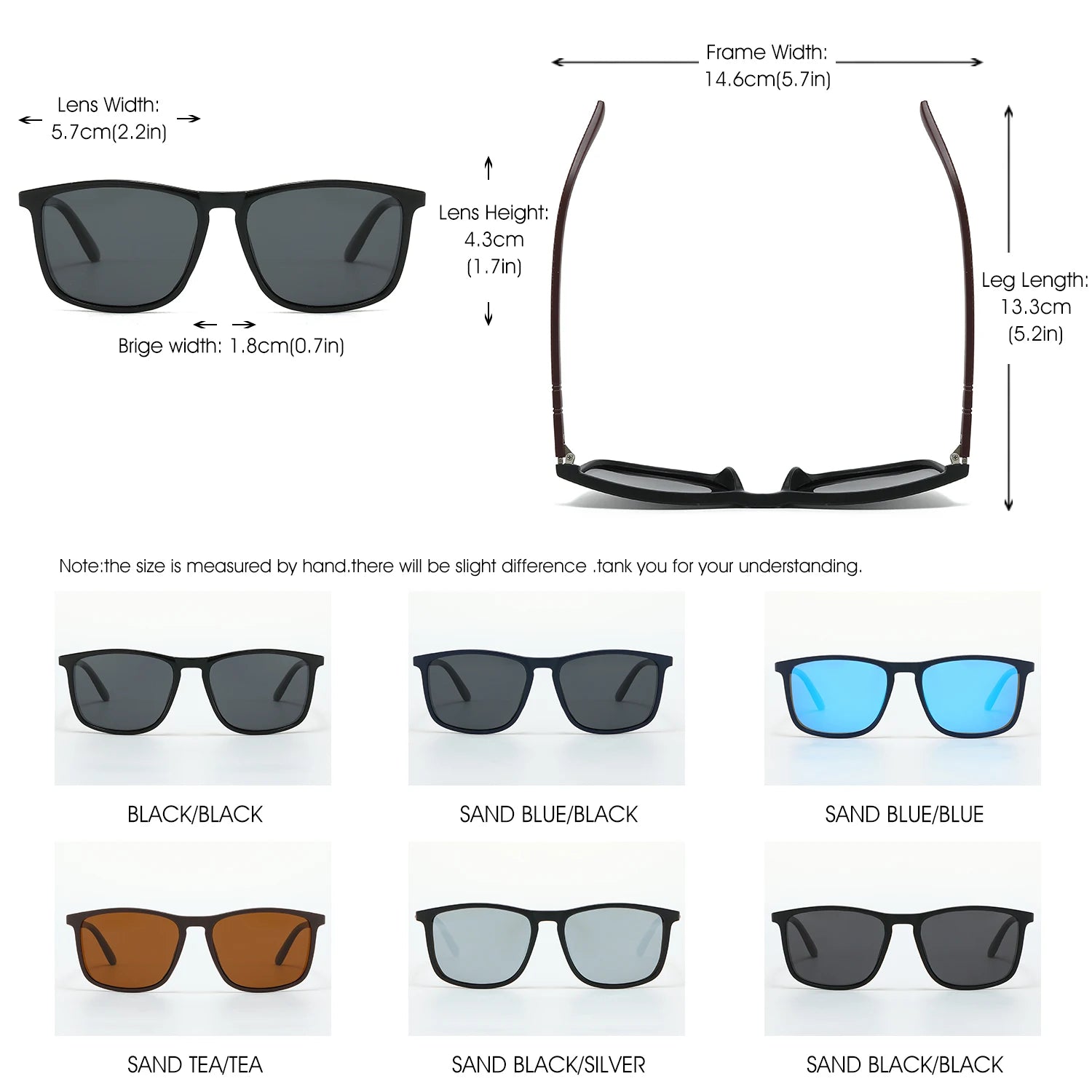 Classic Trendy Square Sunglasses For Men Women, Outdoor Sports Driving Fishing Supplies, Photo Prop