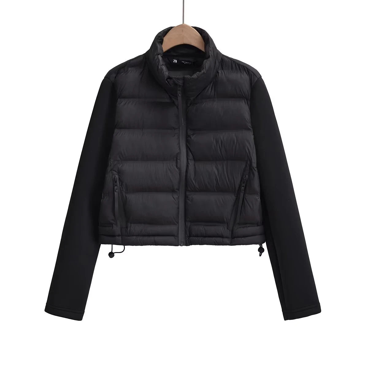 Winter Jackets For Women 2025 Black Spliced Long Sleeve Winter Women's Cold Coat Luxury Parkas Female New In Outerwear