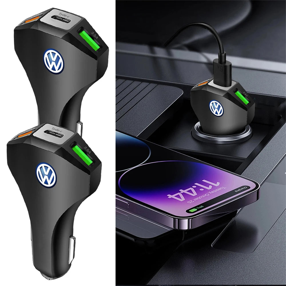 35W Car Charger PD QC3.0 Smart Phone GPS Ipad Adapter Accessory For Volkswagen Vw Tiguan Jetta Scirocco Polo Touran Golf 6 Rline