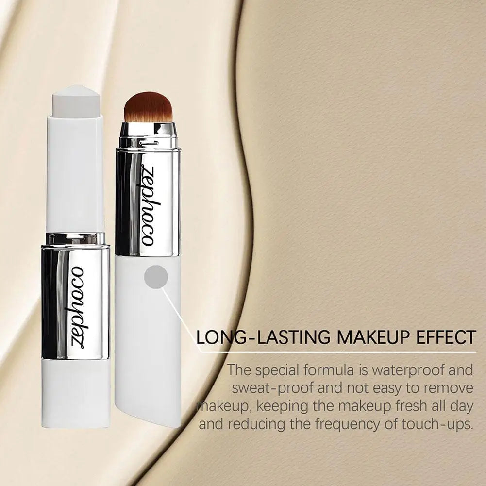 2-in-1 Color Changing Foundation Make-up Stick Double-head Concealer Stick With Brush Brightening Matt Light Foundation Makeup