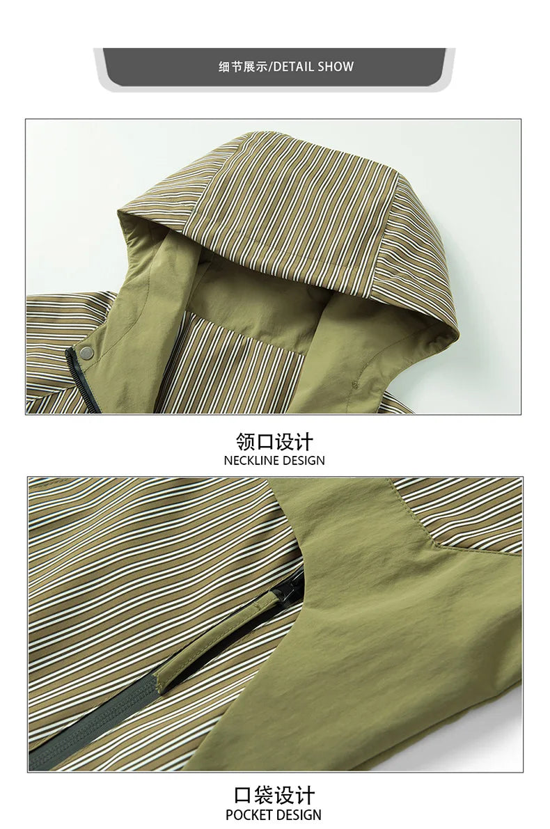 Mens Cross Border Jacket 2025 Spring Autumn American Style Hooded Cargo Jacket  Teenager Casual Versatile Outdoor Sports Outerwe