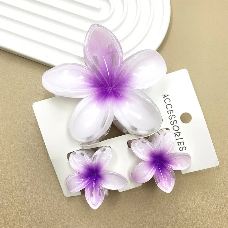 3Pcs/Set Sweet Flower Colroful Gradient Hair Claws Ponytail Cip Clamp Barrettes Hairpins For Women Girl Beach Hair Accessories