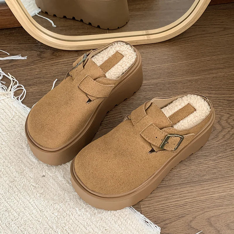 Shoes Woman 2025 House Slippers Platform Pantofle Cover Toe Winter Footwear New Slides Female Shoes Womens Slippers Outdoor Plat