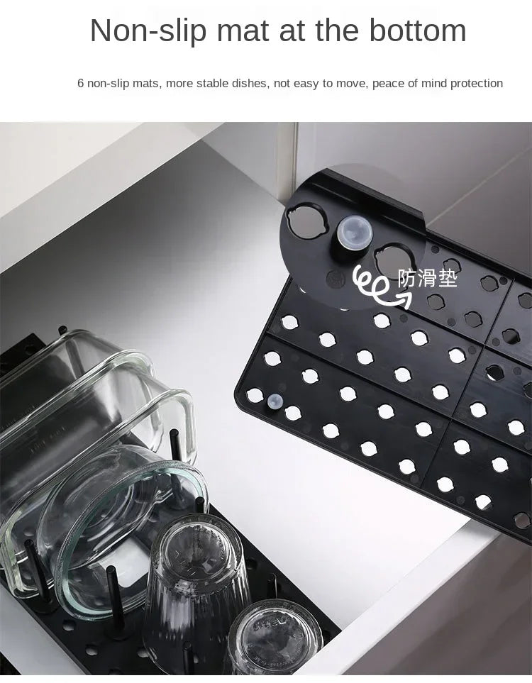 Kitchen Organizer Sink Dish Drying Rack Sink Drain Shelf Bowl Plates Shelf Storage Drawer Desktop Adjustable Holder Accessories