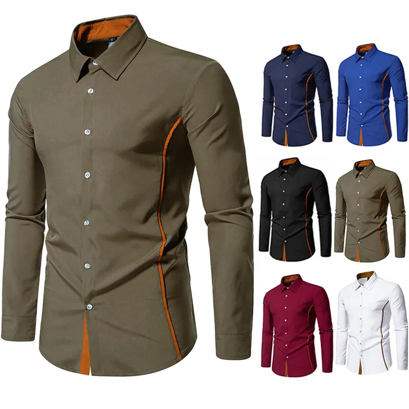 Man Shirts Men Long Sleeve Henry Collar Mens Dress Shirts Casual Male Clothes Chemise Hemd Homme Shirt B51