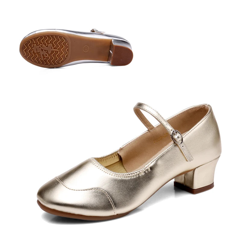 Dance Shoes for Woman Girls Ladies Latin Ballroom Modern Salsa Practise Dancing Shoes Closed Toe Square Dance Soft Rubber Sole
