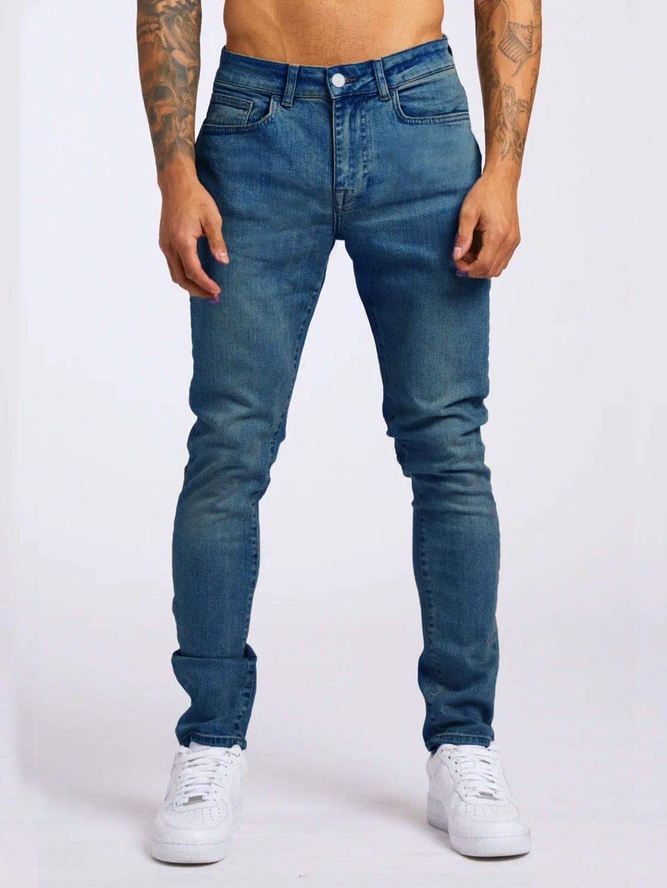 2025 New style denim men's pants, Instagram trend, black slim-fit high-waisted denim jeans for men