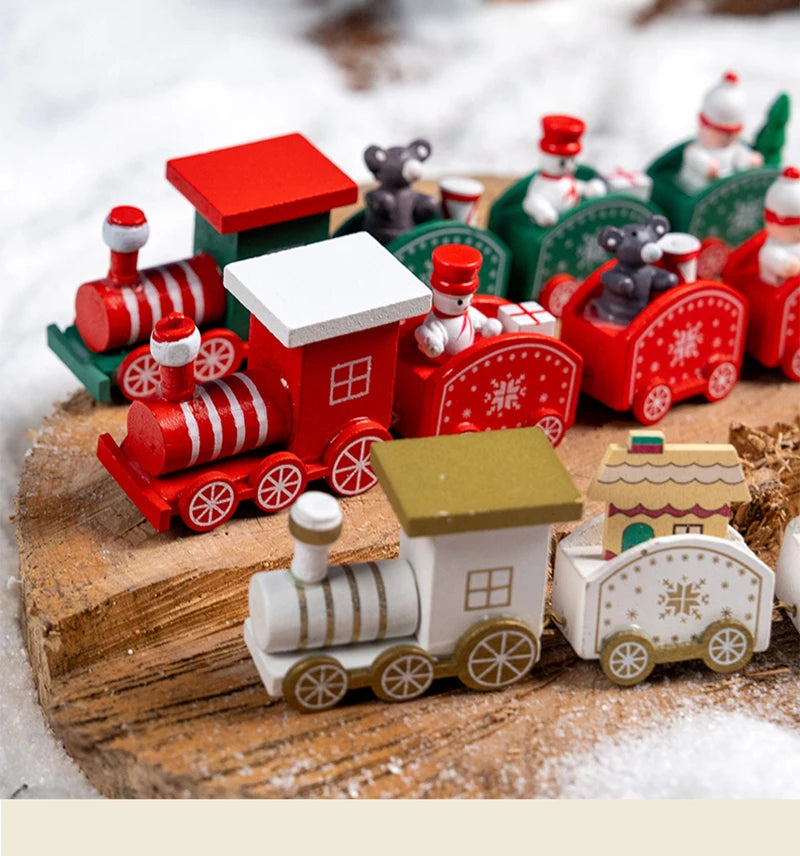Christmas Decorations 2025 Christmas Wooden Train Xmas Tree Ornament Navidad Noel Home Decor New Year's Eve Decorations Kid Gift