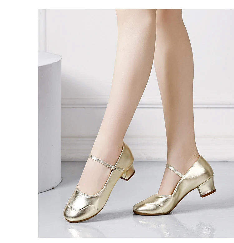 Dance Shoes for Woman Girls Ladies Latin Ballroom Modern Salsa Practise Dancing Shoes Closed Toe Square Dance Soft Rubber Sole