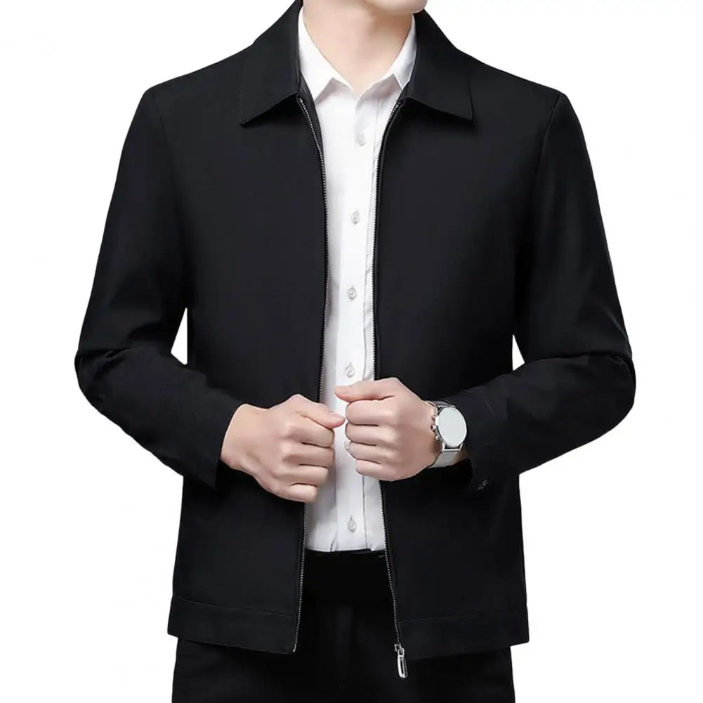 New Men's Jacket Turn-down Collar Men's Jacket Business Casual Solid Color Jacket for Men Work Coat 2025 Spring Autumn New
