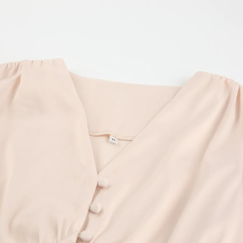 Autumn and Winter Women's Long Dress V-neck Satin Waist Retro Dresses for Women