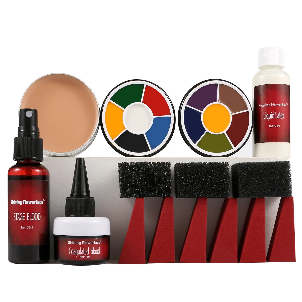 Halloween Makeup Kit Special Effect SFX with Blood Oil-Based Face Paint Skin Wax And Accessories like Sponges Spatula Brushes