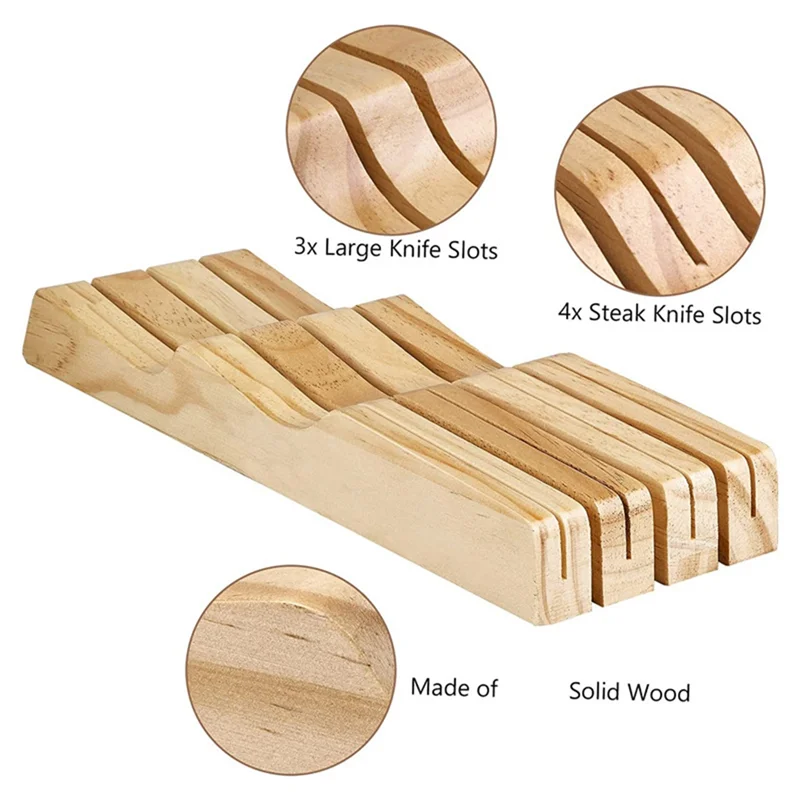 SOFT-Kitchen Drawer Knife Holder Knife Block Kitchen Drawer Organiser Storage Khaki Organizers