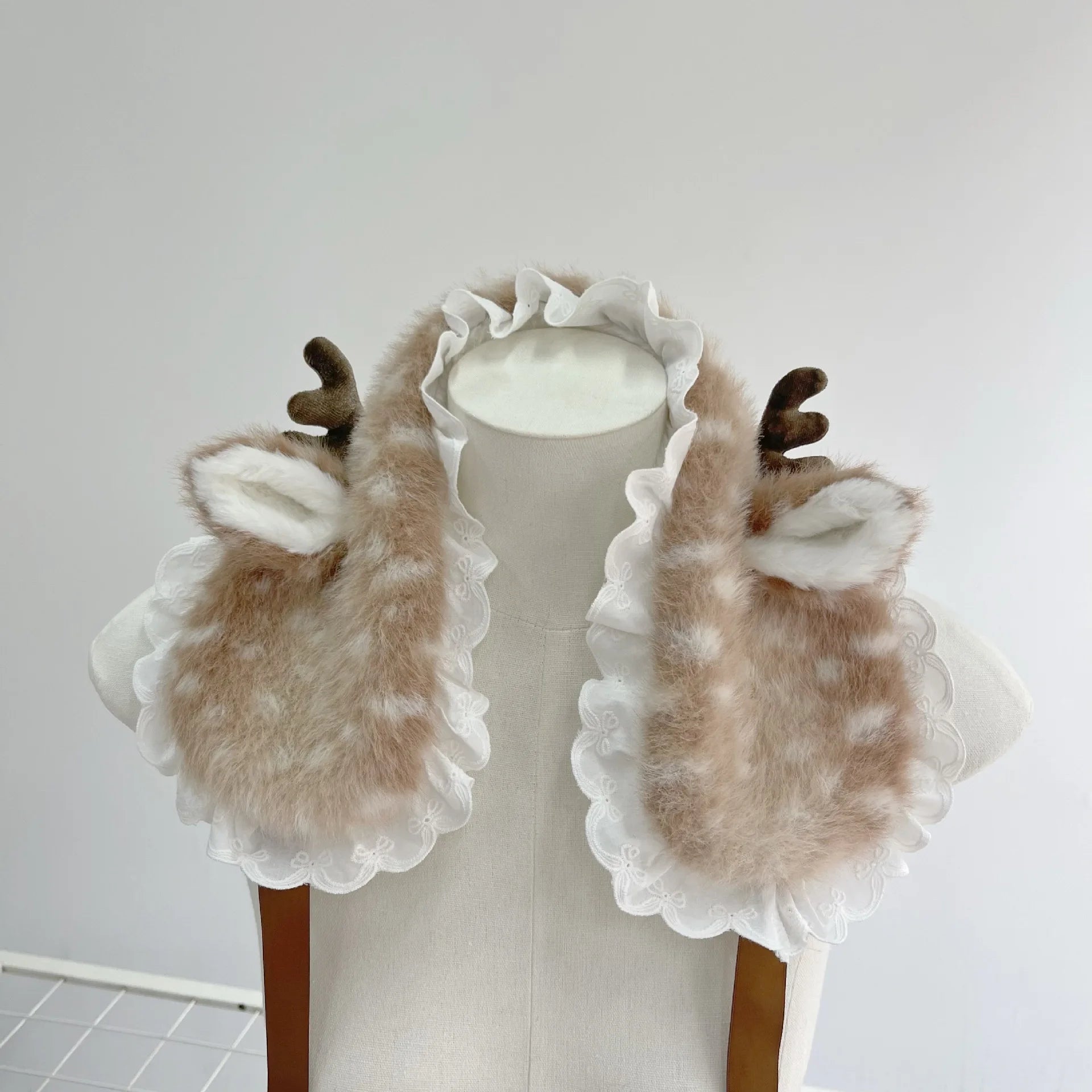 Winter Christmas Elk Plush Scarf Japanese Padded Warm Scarf Sweet Kawaii Antlers Hairband Cosplay Cute New Year Accessories