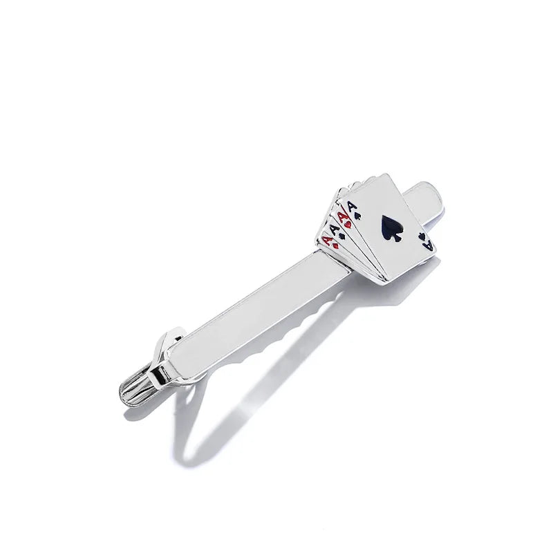 Men's Poker Cards Tie Clips Creative Fashion Formal Dress Shirt Accessories Casual Business Banquet Wedding Anniversary Gifts