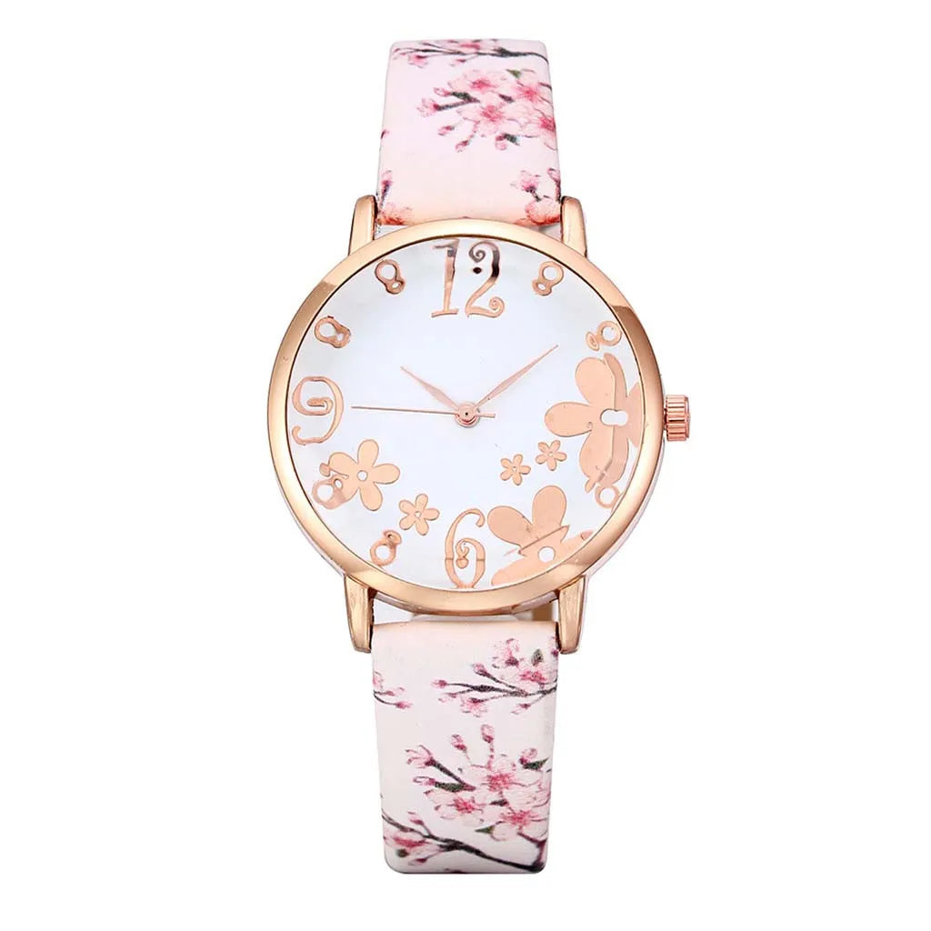 Watch for women with Colorful flowers small fresh printed belt Fashion Ladies Quartz Watch Exquisite watch часы женские