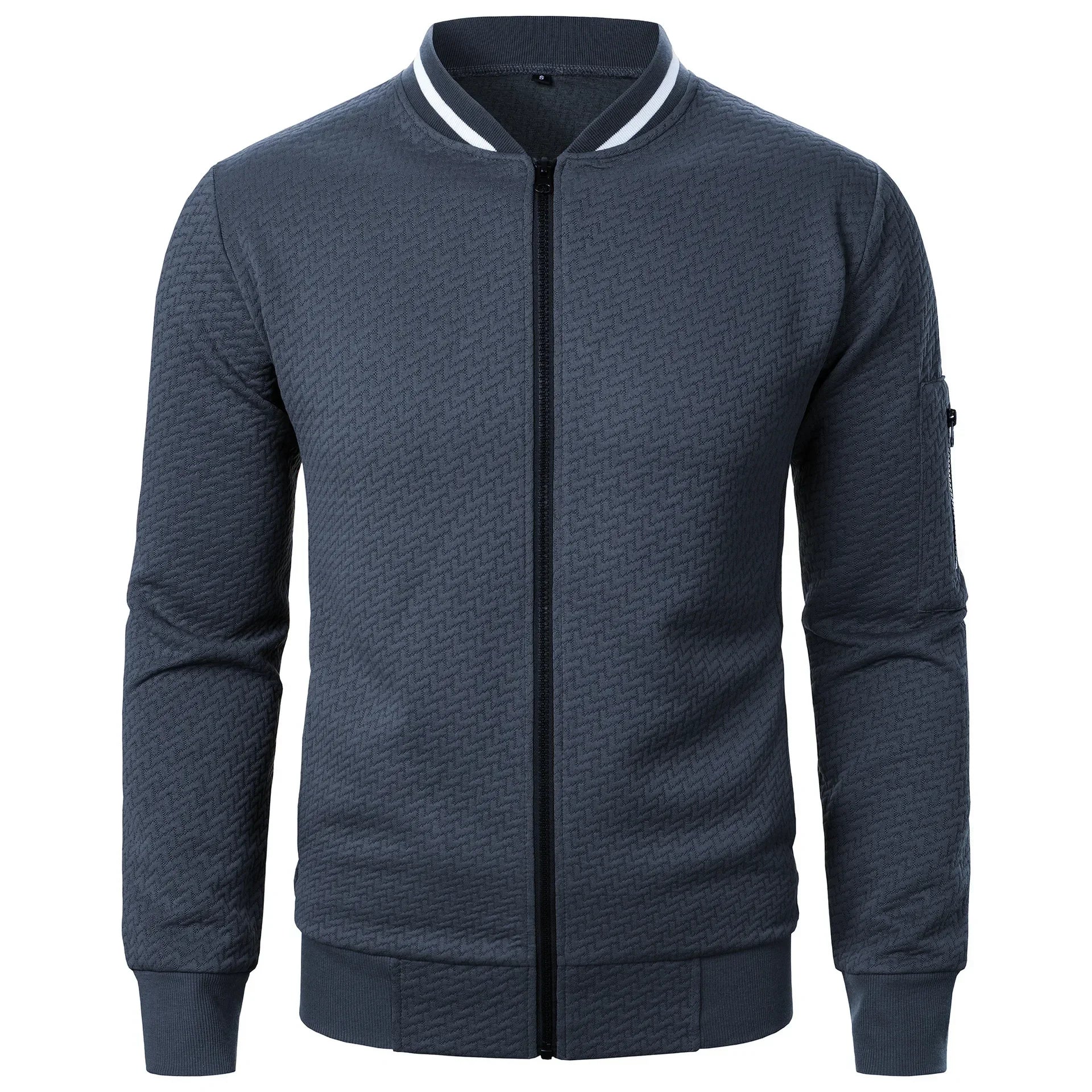 Men's Baseball Jacket Streetwear Autumn New Fashion Solid Color Casual Jackets for Men Jacquard Fabric Men's Coat