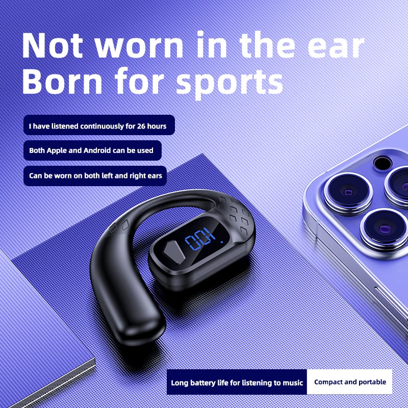 Digital Display Wireless Earphone New Bluetooth 5.4 Headset For Universal Phones Noise Cancelling Sports/Game/Drive Headphones