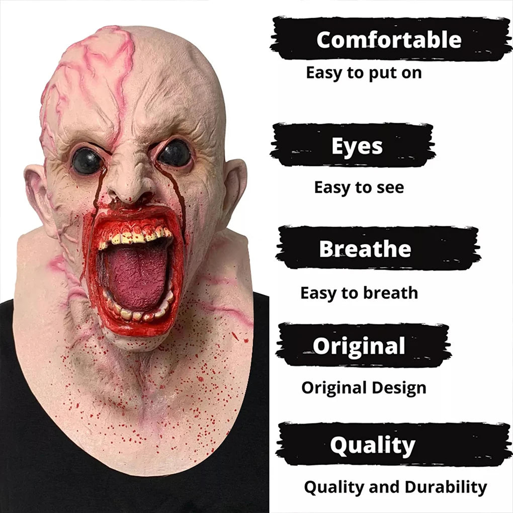 Latex Realistic Horror Mask For Halloween Makeup Party Scary Face Cover Makup Parties Masquerade Bloody Disgusting Scary Masque