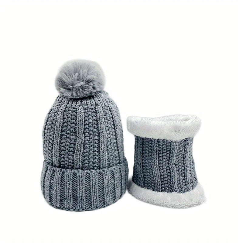 2/3pcs set of winter accessories - hat scarf and gloves made of windproof thick plush knit method ideal gift for Christmas