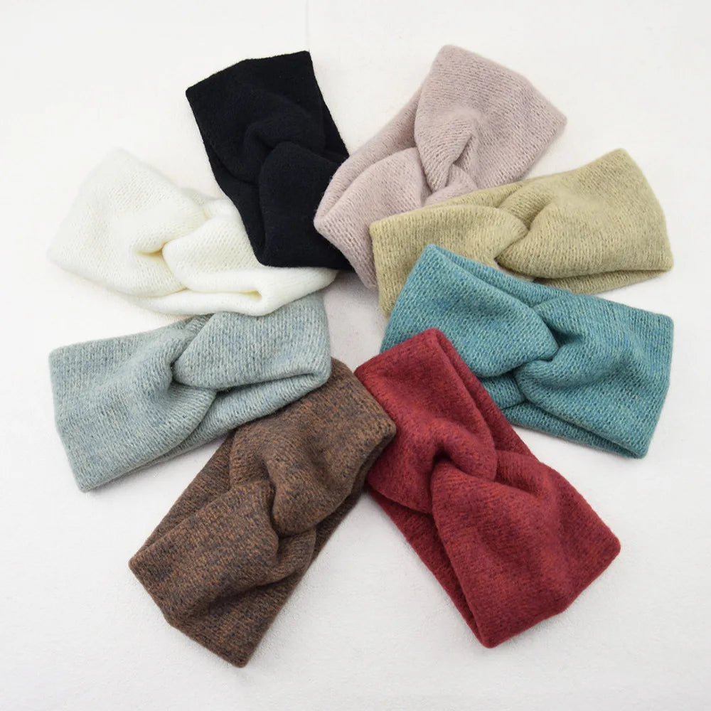 Winter Warm Cross Knot Headbands For Women knitting Elastic Hair Bands Turban Woolen Warm Crochet Headband Hair Accessories